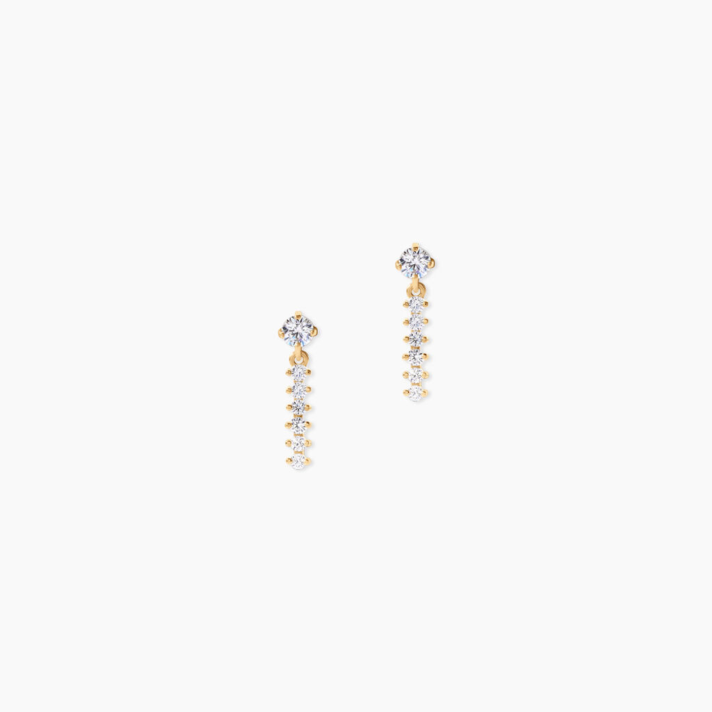 Boucles D'Oreilles Pendantes Barakat Argent Dor&eacute; A L'Or 750/1000 Oxyde De Zirconium - Boucles d'oreilles fantaisie Enfant | Histoire d&rsquo;Or
