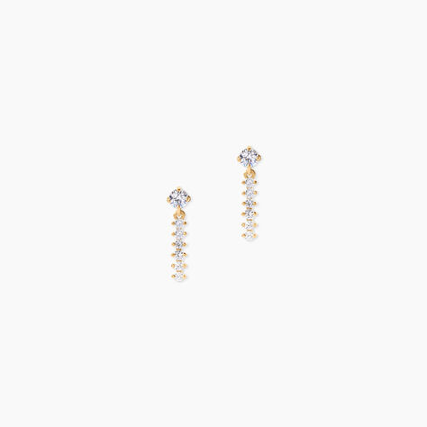 Boucles D'Oreilles Pendantes Barakat Argent Dor&eacute; A L'Or 750/1000 Oxyde De Zirconium - Boucles d'oreilles fantaisie Enfant | Histoire d&rsquo;Or