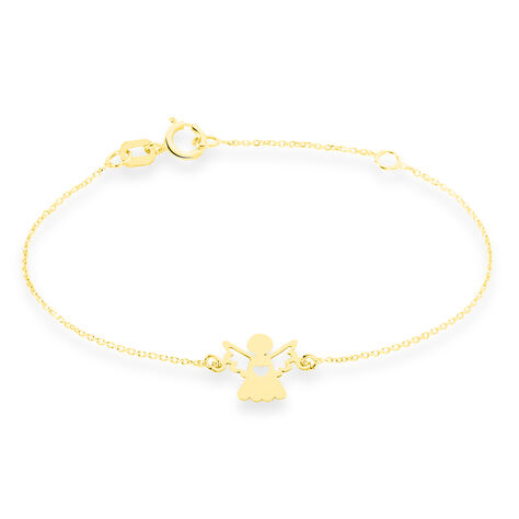 Bracelet Hallie Ange Et Coeur Or Jaune - Bracelets Baptême Enfant | Histoire d’Or