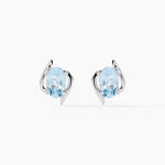 Boucles D'oreilles Puces Vrille Ovale Or Blanc Topaze - Clous d'oreilles Femme | Histoire d&rsquo;Or