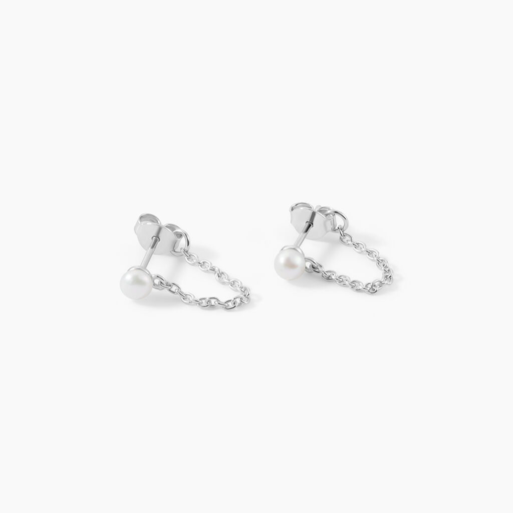 Boucles D'oreilles Pendantes Argent Blanc Leent Perles De Culture - Boucles d'oreilles fantaisie Femme | Histoire d&rsquo;Or