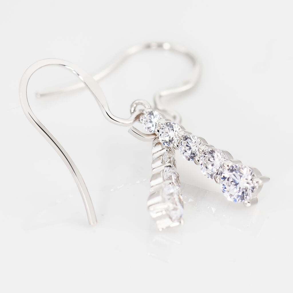 Boucles D'oreilles Pendantes Argent Blanc Henriet Oxyde De Zirconium - Boucles d'oreilles fantaisie Femme | Histoire d&rsquo;Or