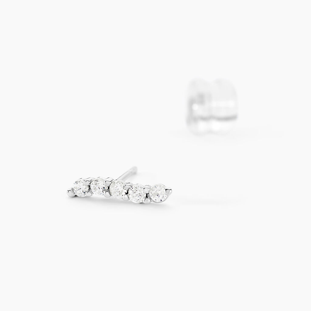 Boucles D'oreilles Puces Dahina Or Blanc Oxyde De Zirconium - Clous d'oreilles Femme | Histoire d&rsquo;Or