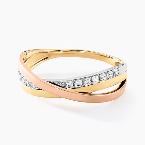 Bague Austyn Or Tricolore Oxyde De Zirconium - Bagues avec pierre Femme | Histoire d’Or