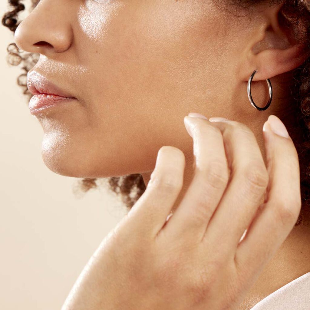 Créoles Argent Blanc Olympia - Boucles d'oreilles créoles Femme | Histoire d’Or