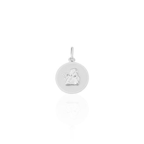 Pendentif Ange Rond Satine Or Blanc - Cadeaux de naissance Enfant | Histoire d’Or