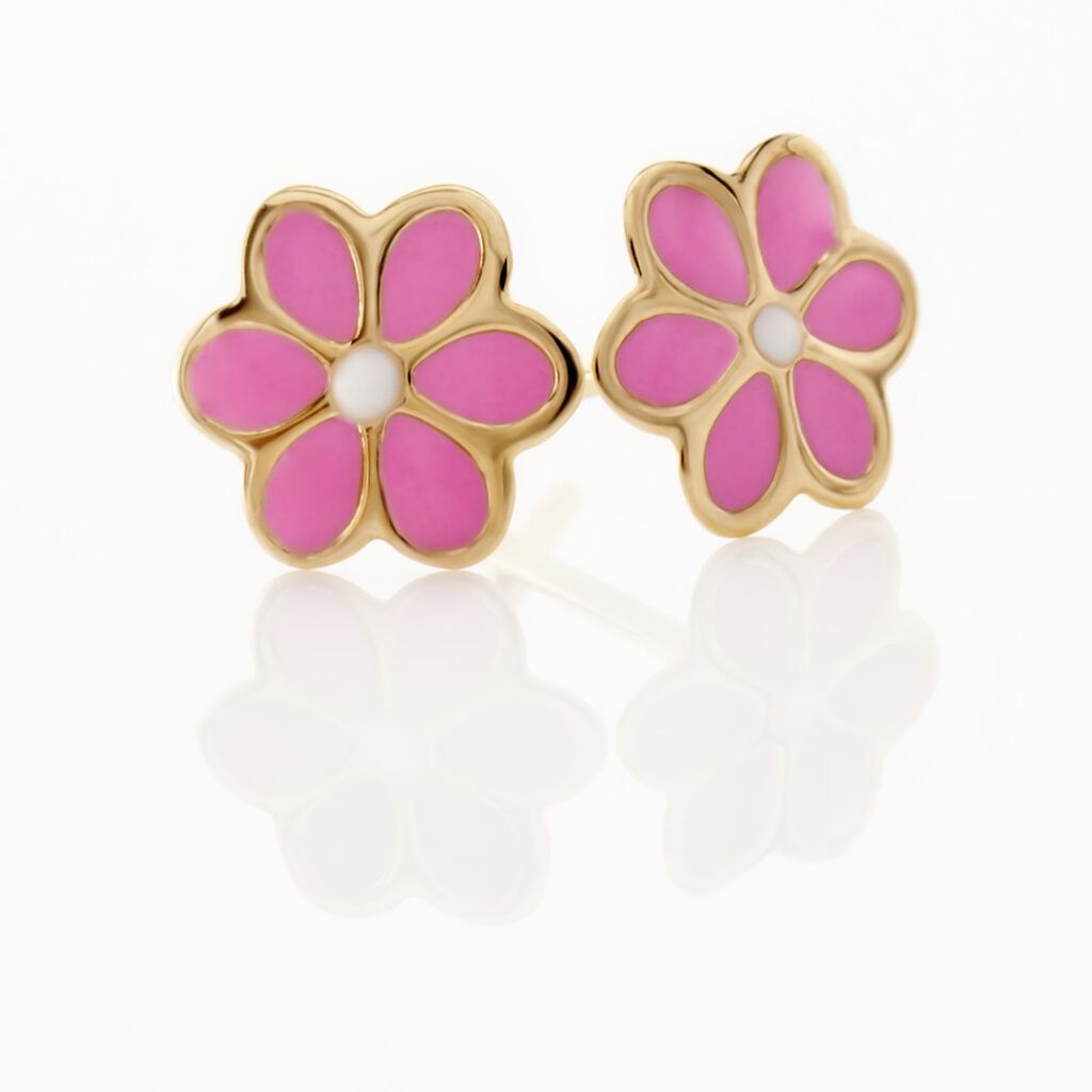 Boucles D'oreilles Puces Or Jaune Talia Email - Clous d'oreilles Enfant | Histoire d&rsquo;Or