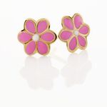 Boucles D'oreilles Puces Or Jaune Talia Email - Clous d'oreilles Enfant | Histoire d&rsquo;Or