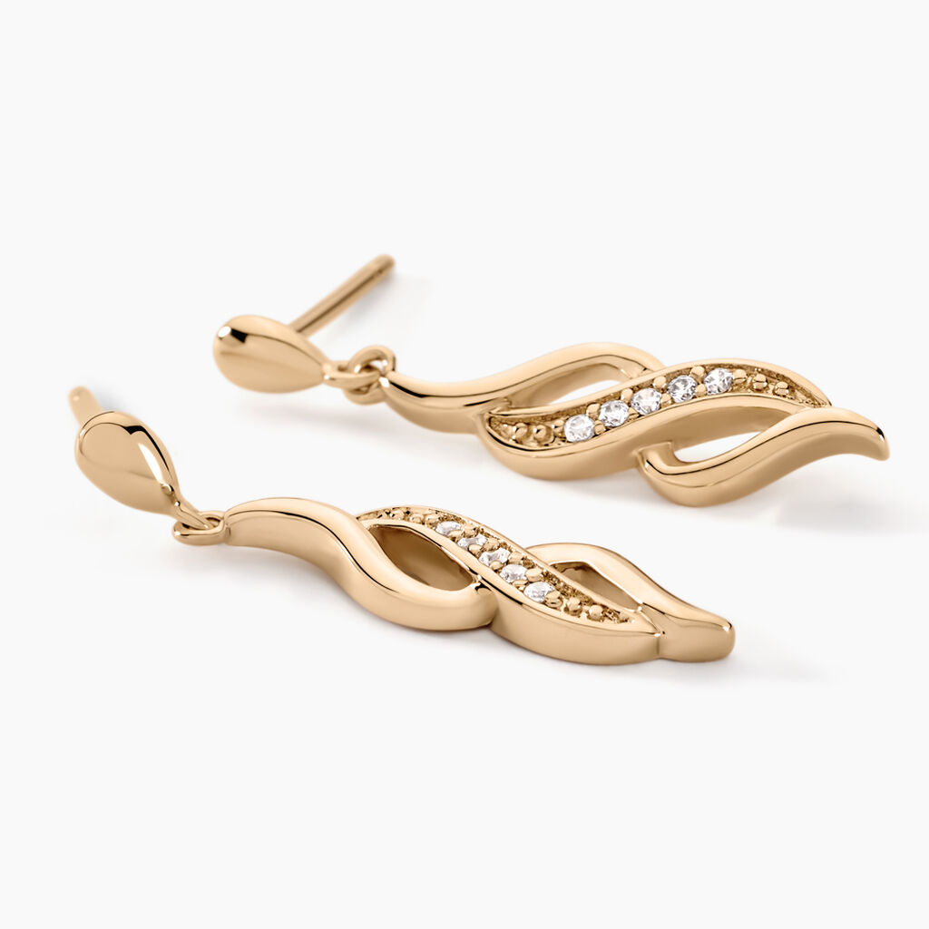 Boucles D'oreilles Pendantes Ishaae Plaqué Or Jaune Oxyde De Zirconium - Boucles d'oreilles fantaisie Femme | Histoire d’Or
