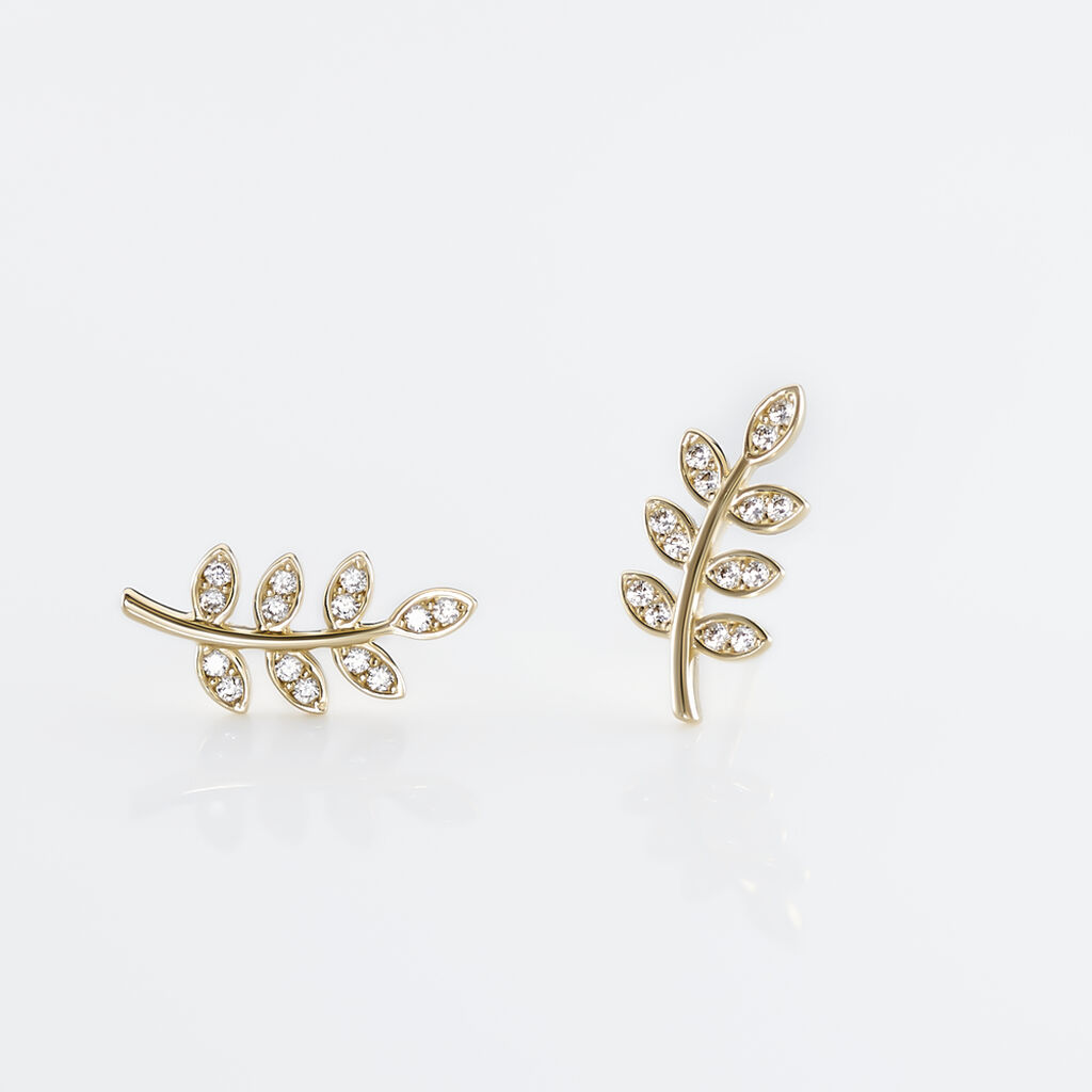Boucles D'oreilles Puces Ael Or Jaune Oxyde De Zirconium - Clous d'oreilles Femme | Histoire d’Or