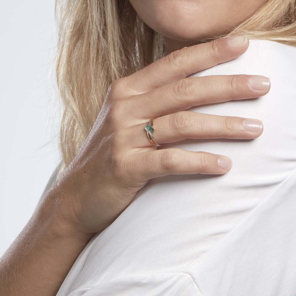 Bague Prudie Or Bicolore émeraude - Bagues avec pierre Femme | Histoire d’Or