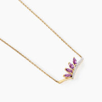 Collier Tiara Or Jaune Améthyste Oxyde De Zirconium
