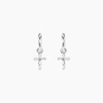 Cr&eacute;oles Christie Argent Blanc Oxyde De Zirconium - Boucles d'oreilles cr&eacute;oles Femme | Histoire d&rsquo;Or