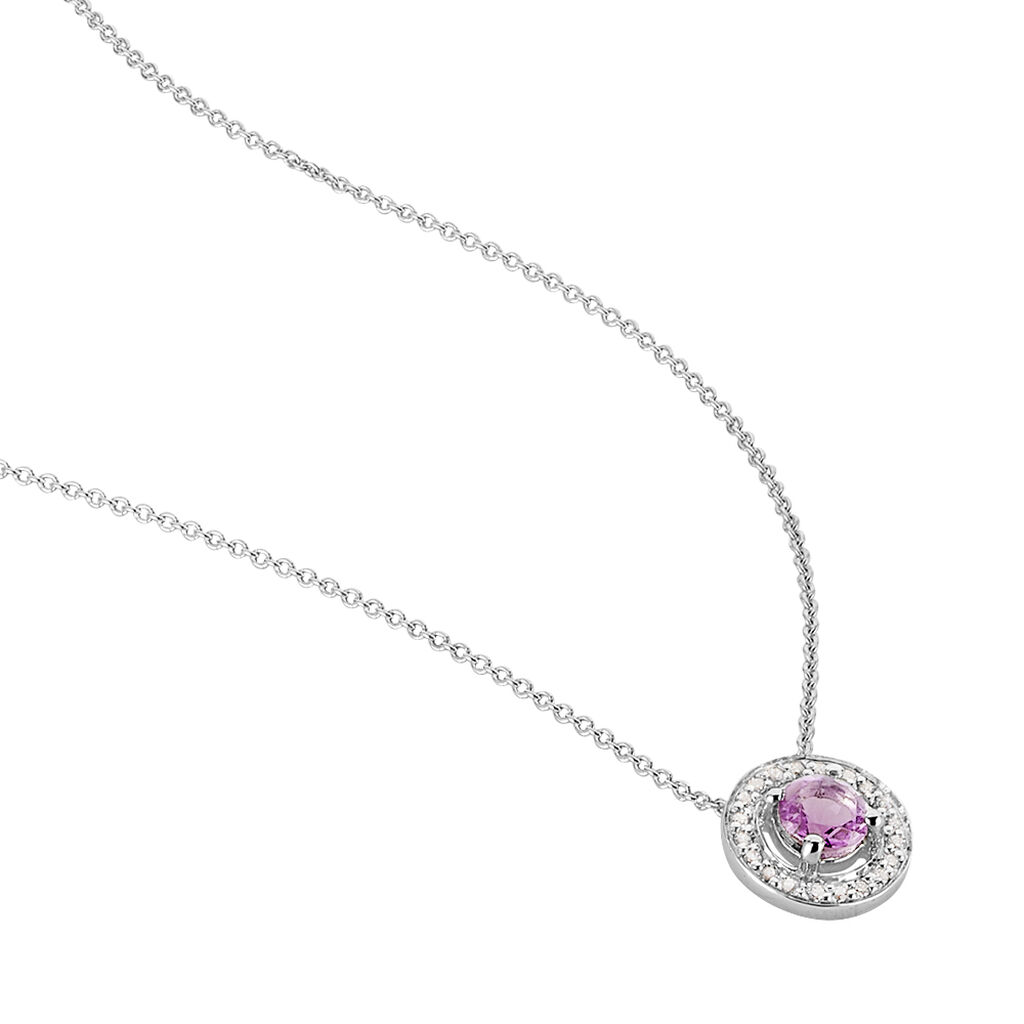 Collier Priscillya Or Blanc Amethyste Et Oxyde De Zirconium - Colliers Femme | Histoire d’Or