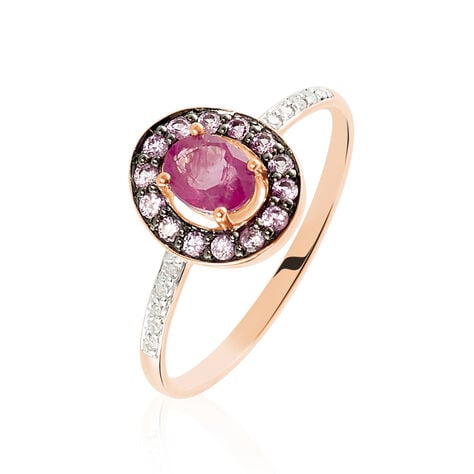 Bague Leona Or Rose Rubis Et Saphir Et Diamant - Bagues solitaires Femme | Histoire d&rsquo;Or