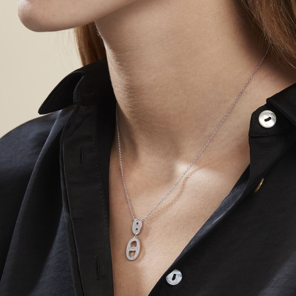 Collier Argent Blanc Caprina Oxydes De Zirconium - Colliers fantaisie Femme | Histoire d’Or