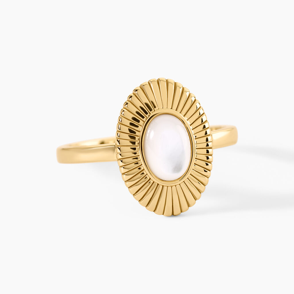 Bague Osana Argent Dor&eacute; A L'Or 750/1000 Nacre - Bagues solitaires Femme | Histoire d&rsquo;Or