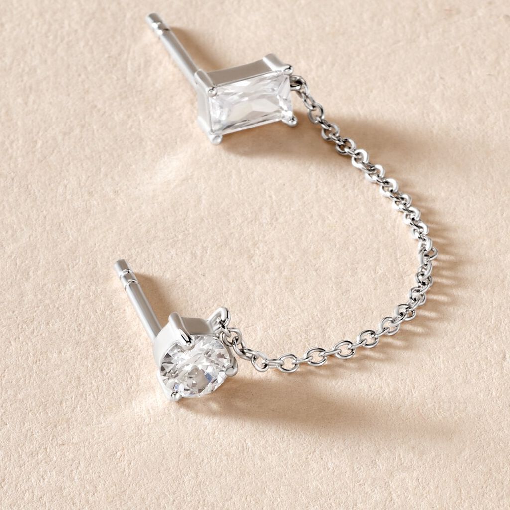 Bijou D'oreille Unitaire Kirstie Argent Blanc Oxyde De Zirconium - Boucles d'oreilles fantaisie Femme | Histoire d’Or