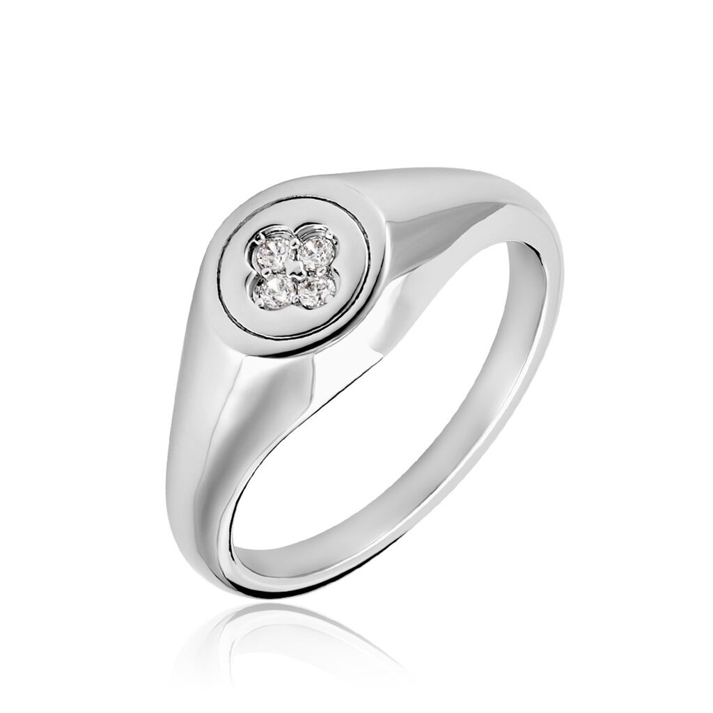 Chevalière Chesley Argent Blanc Oxyde De Zirconium