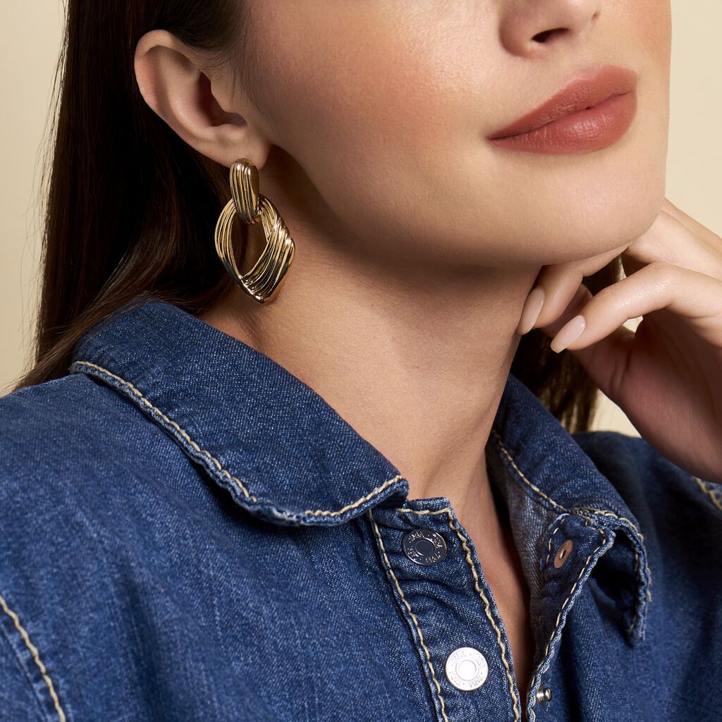 Boucles D'oreilles Pendantes Estefany Acier Inoxydable Doré - Boucles d'oreilles fantaisie Femme | Histoire d’Or