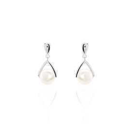 Boucles D'oreilles Pendantes Adelina Argent Blanc Perle De Culture - Boucles d'oreilles fantaisie Femme | Histoire d’Or