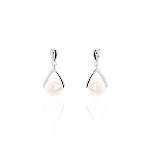 Boucles D'oreilles Pendantes Adelina Argent Blanc Perle De Culture - Boucles d'oreilles fantaisie Femme | Histoire d’Or