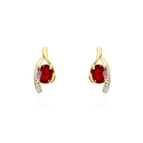 Bijoux D'oreilles Emotion Or Jaune Rubis Diamant - Clous d'oreilles Femme | Histoire d&rsquo;Or