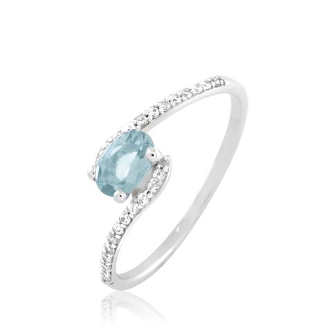 Bague Loriane Or Blanc Aigue Marine Et Oxyde De Zirconium - Bagues solitaires Femme | Histoire d&rsquo;Or