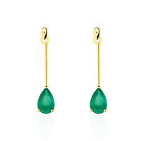 Boucles D'oreilles Pendantes Goutte Or Jaune Emeraude