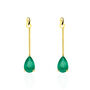 Boucles D'oreilles Pendantes Goutte Or Jaune Emeraude
