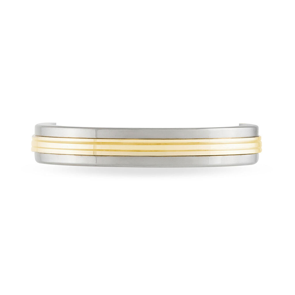 Alliance 1 Anneau Raye Ruban Plat Or Bicolore - Alliances Unisex | Histoire d&rsquo;Or