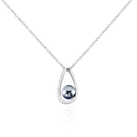 Collier Polynesie Argent Blanc Perle D'imitation Et Oxyde De Zirconium - Colliers fantaisie Femme | Histoire d&rsquo;Or