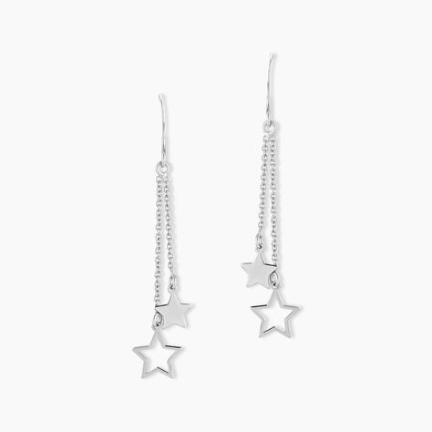 Boucles D'oreilles Pendantes Juliette Argent Blanc - Boucles d'Oreilles Etoile Femme | Histoire d’Or