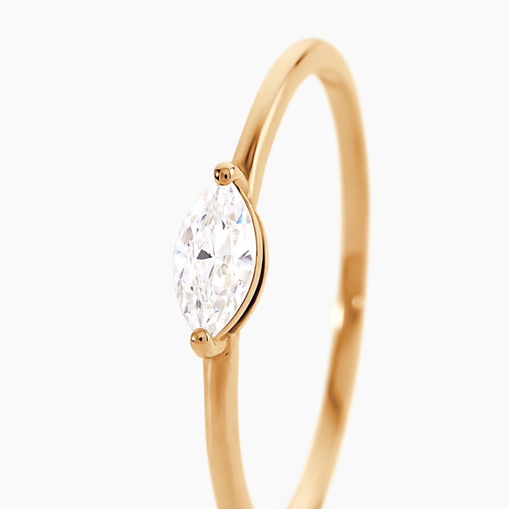 Bague Amazone Plaqu&eacute; Or Jaune Oxyde De Zirconium - Bagues solitaires Femme | Histoire d&rsquo;Or