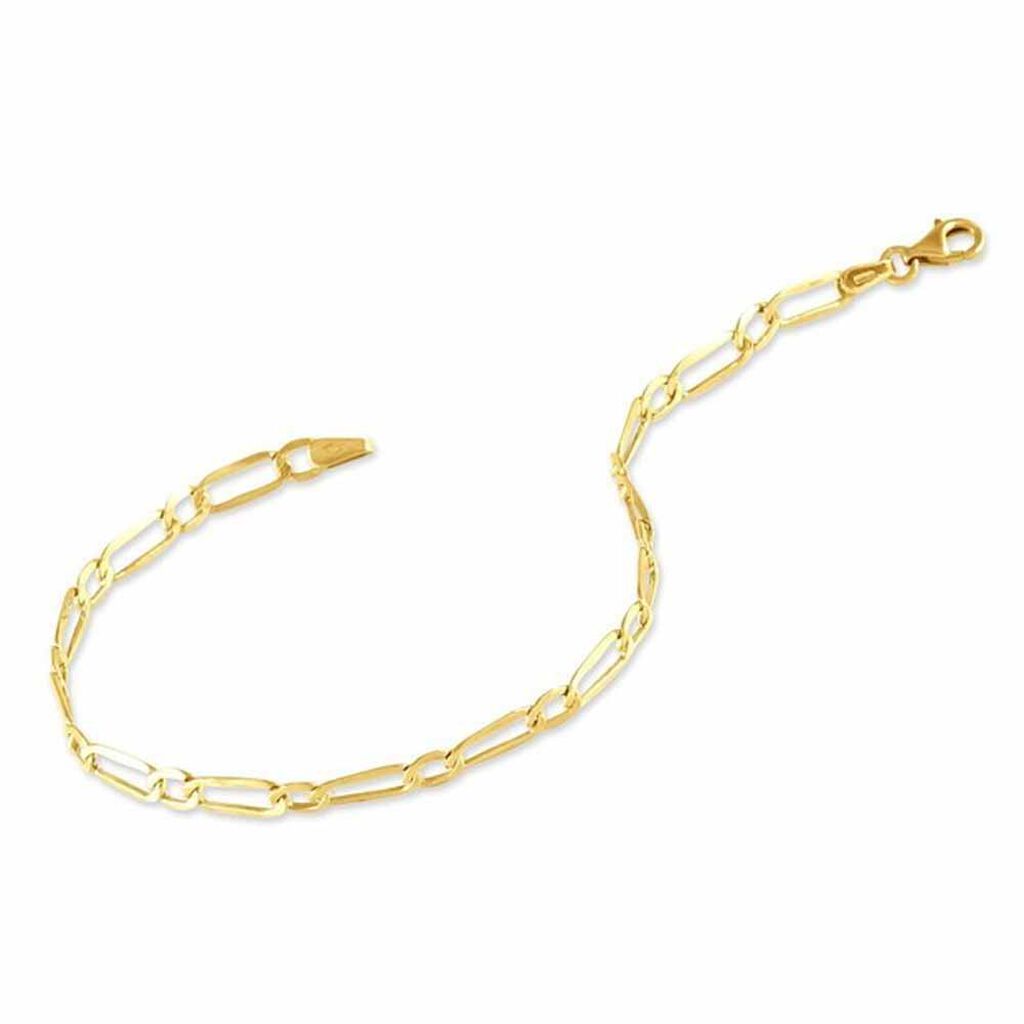 Bracelet Or Jaune Maille Alternée 1/3 - Bracelets chaîne Femme | Histoire d’Or