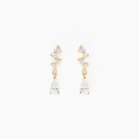 Boucles D'oreilles Pendantes Cegolene Or Jaune Oxyde De Zirconium - Boucles d'oreilles pendantes Femme | Histoire d&rsquo;Or