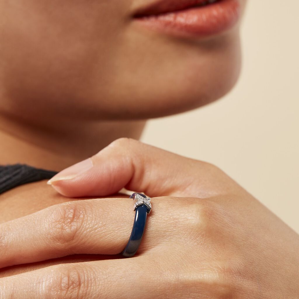 Bague Edwin Argent Blanc Céramique Oxyde - Bagues avec pierre Femme | Histoire d’Or