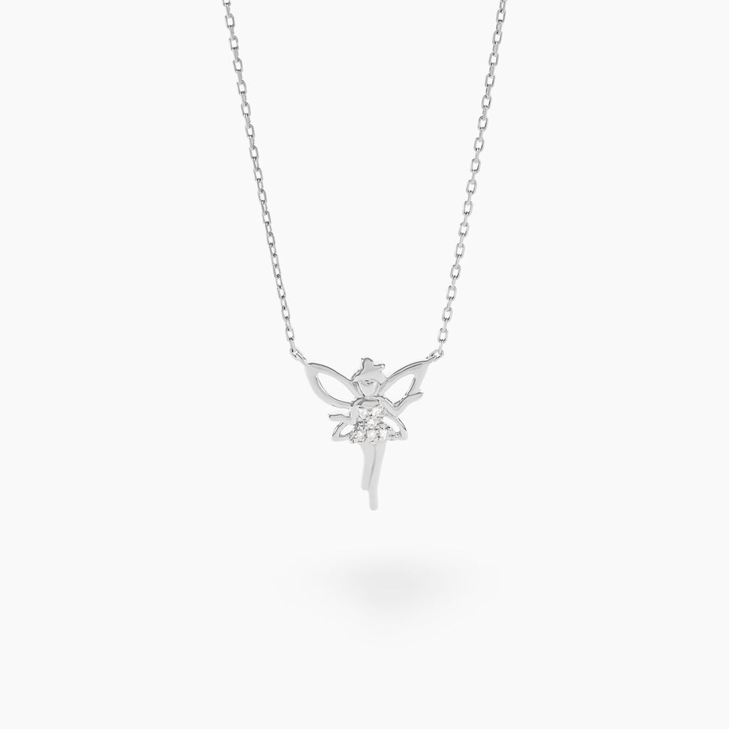 Collier Fee Or Blanc Diamant - Colliers Femme | Histoire d’Or