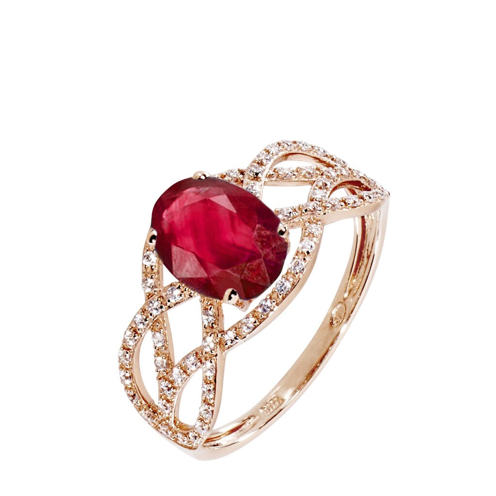 Bague Tina Or Rose Rubis Et Diamant - Bagues solitaires Femme | Histoire d&rsquo;Or