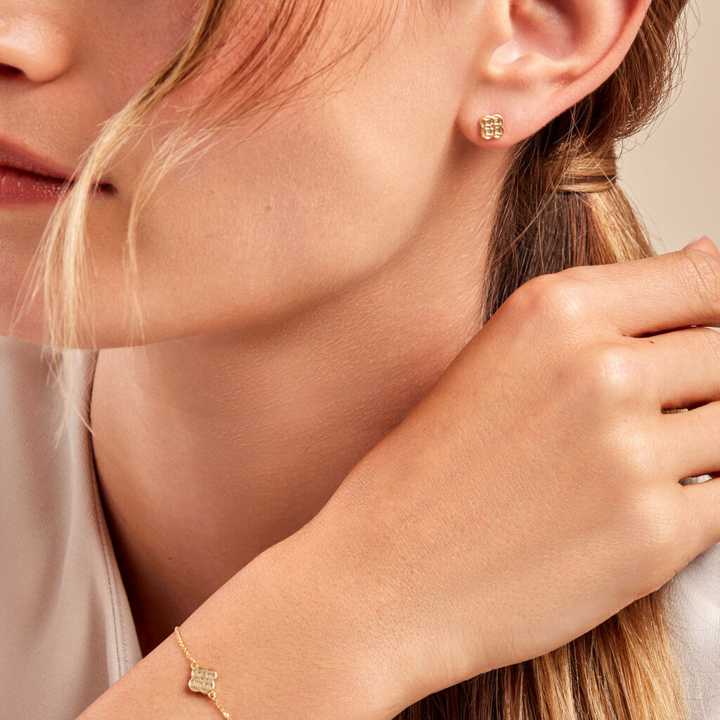 Boucles D'oreilles Puces Rosalite Or Jaune Nacre - Clous d'oreilles Femme | Histoire d’Or