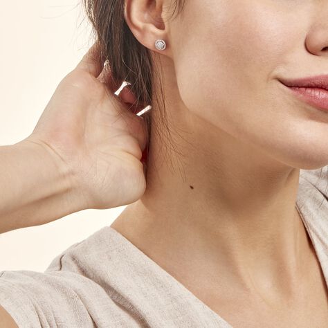 Boucles D'oreilles Puces Soleil D'hiver Or Blanc Diamant - Clous d'oreilles Femme | Histoire d’Or