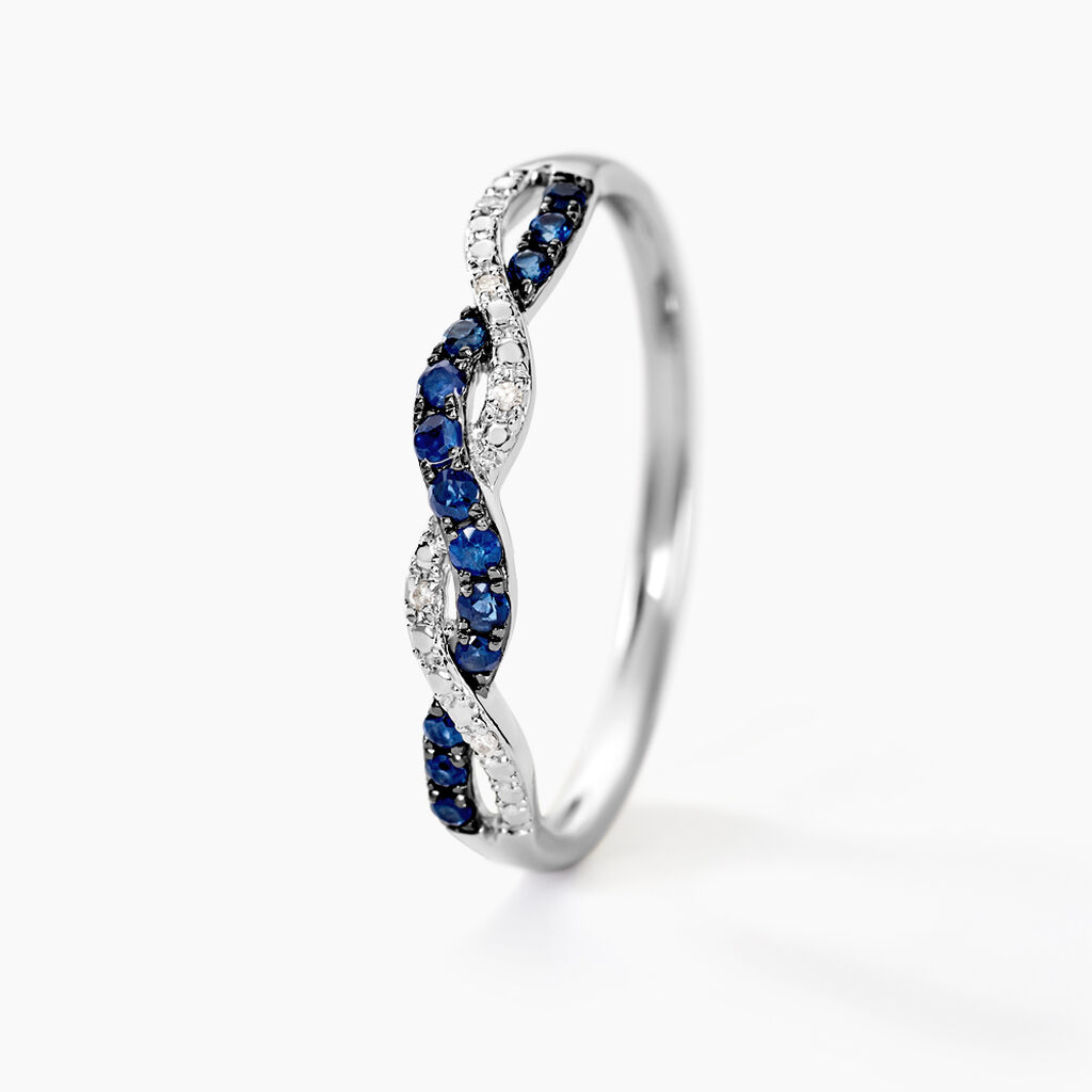 Bague Sofia Or Blanc Saphir Et Diamant - Bagues avec pierre Femme | Histoire d’Or