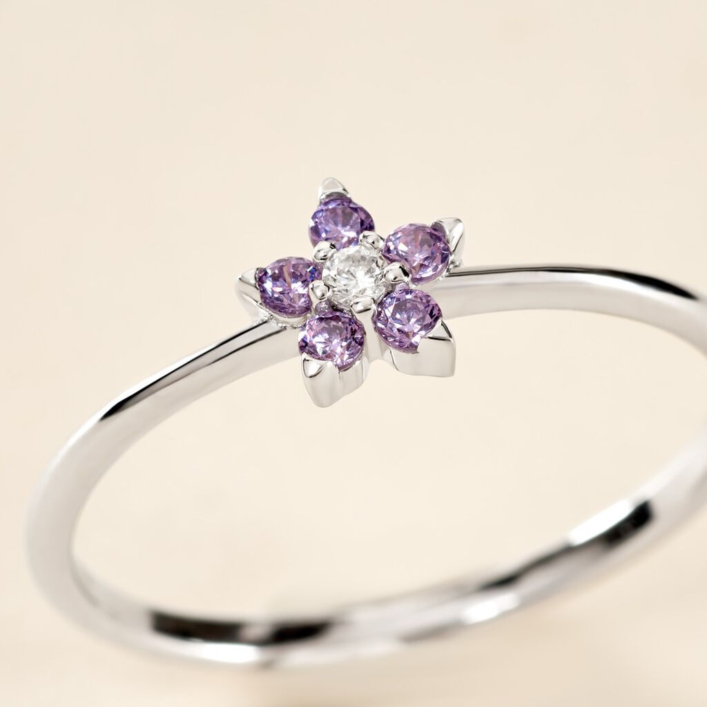 Bague Argent Purple Bloom Oxyde De Zirconium - Bagues avec pierre Femme | Histoire d&rsquo;Or