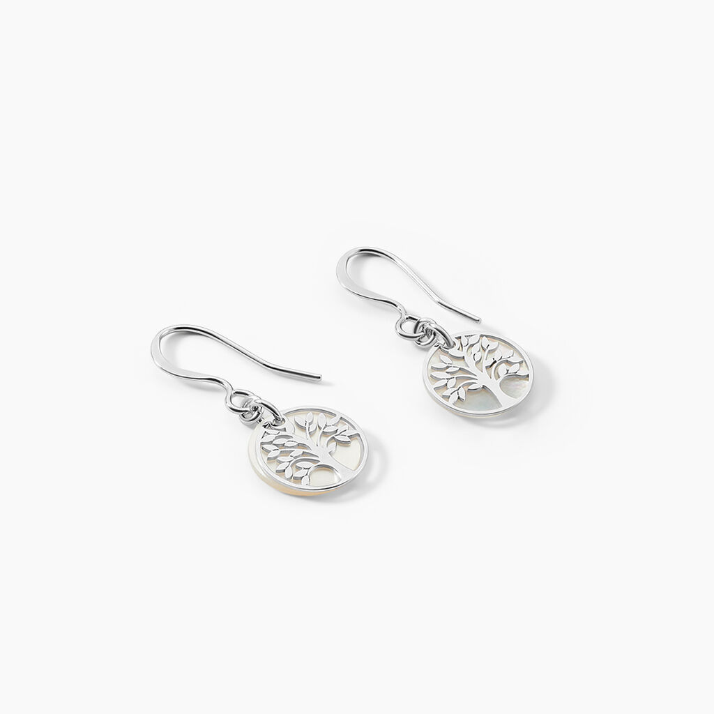 Boucles D'oreilles Pendantes Argent Blanc Sofee Nacress - Boucles d'oreilles fantaisie Femme | Histoire d&rsquo;Or