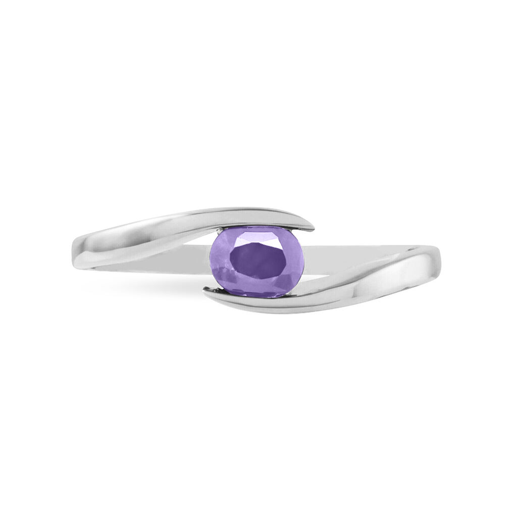 Bague Camilia Or Blanc Amethyste - Bagues solitaires Femme | Histoire d’Or
