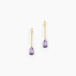 Boucles D'oreilles Pendantes Goutte Or Jaune Amethyste - Boucles d'oreilles pendantes Femme | Histoire d&rsquo;Or