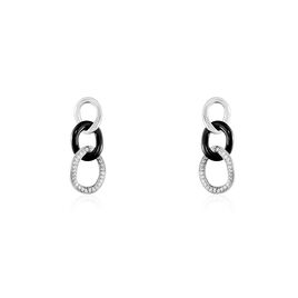 Boucles D'oreilles Pendantes Link Argent Blanc Céramique Et Oxyde - Boucles d'oreilles pendantes Femme | Histoire d’Or