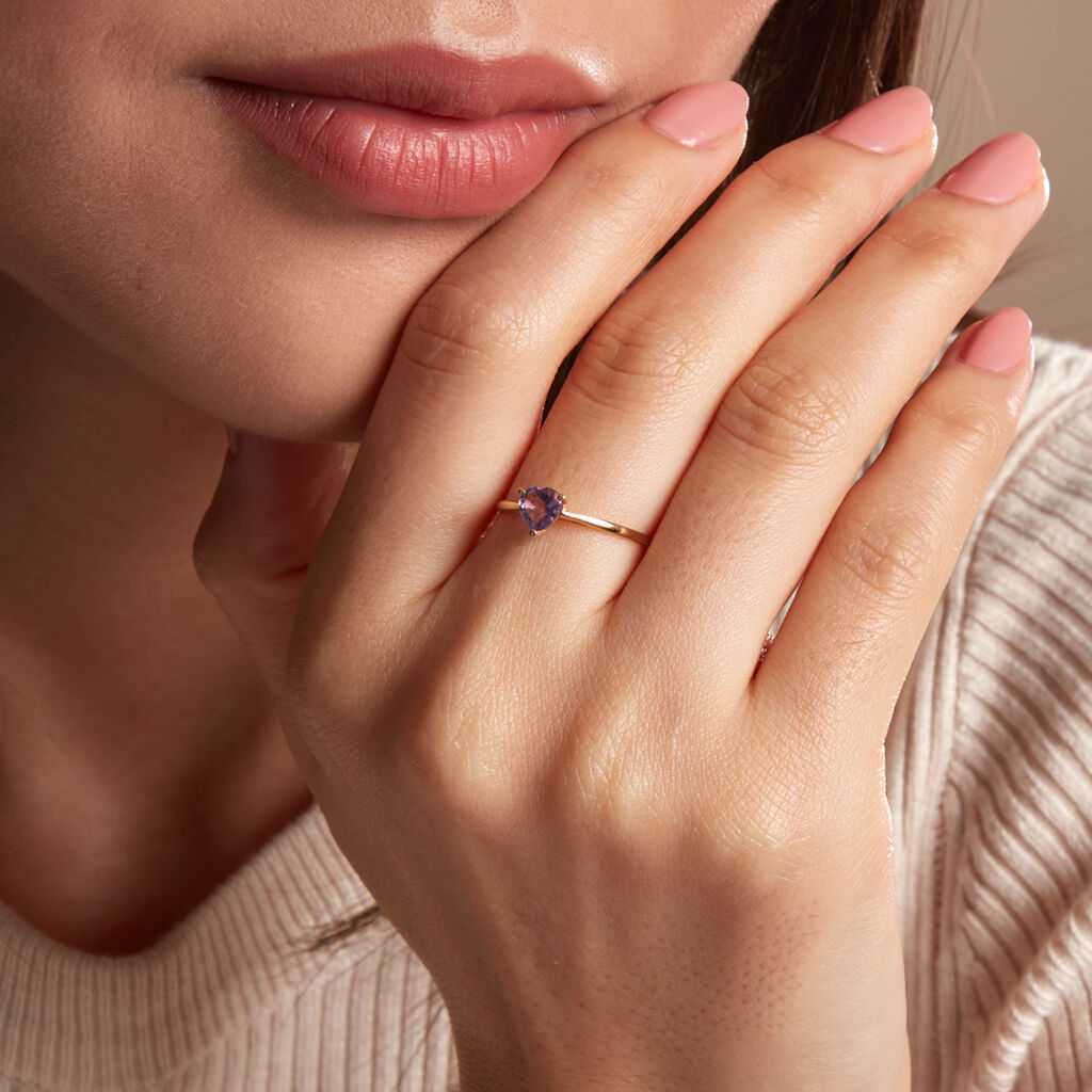 Bague Miyah Or Jaune Améthyste - Bagues solitaires Femme | Histoire d’Or