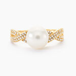 Bague Maria-theresa Or Jaune Perle De Culture Et Oxyde De Zirconium - Bagues solitaires Femme | Histoire d&rsquo;Or