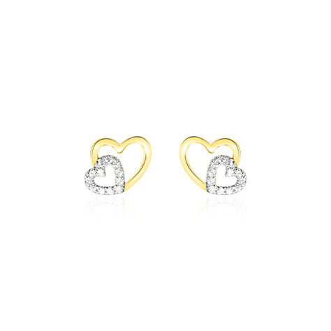 Boucles D'oreilles Puces Marineta Or Jaune Oxyde De Zirconium - Clous d'oreilles Femme | Histoire d’Or